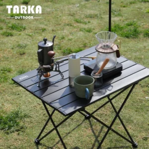 Table de camping pliante en aluminium plateau enroulable