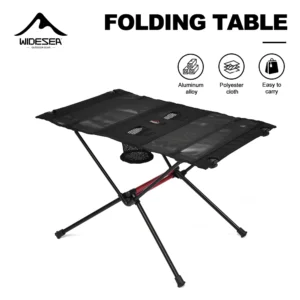 Table de camping pliante avec porte-gobelets et filet